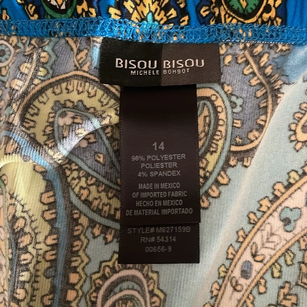 Bisou Bisou Paisley Strapless Dress - Blue and Green 14 - Picture 4 of 4